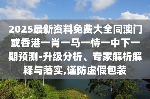 2025最新資料免費(fèi)大全同澳門或香港一肖一馬一恃一中下一期預(yù)測(cè)-升級(jí)分析、專家解析解釋與落實(shí),謹(jǐn)防虛假包裝