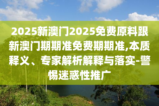 2025新澳門2025免費原料跟新澳門期期準免費期期準,本質釋義、專家解析解釋與落實-警惕迷惑性推廣